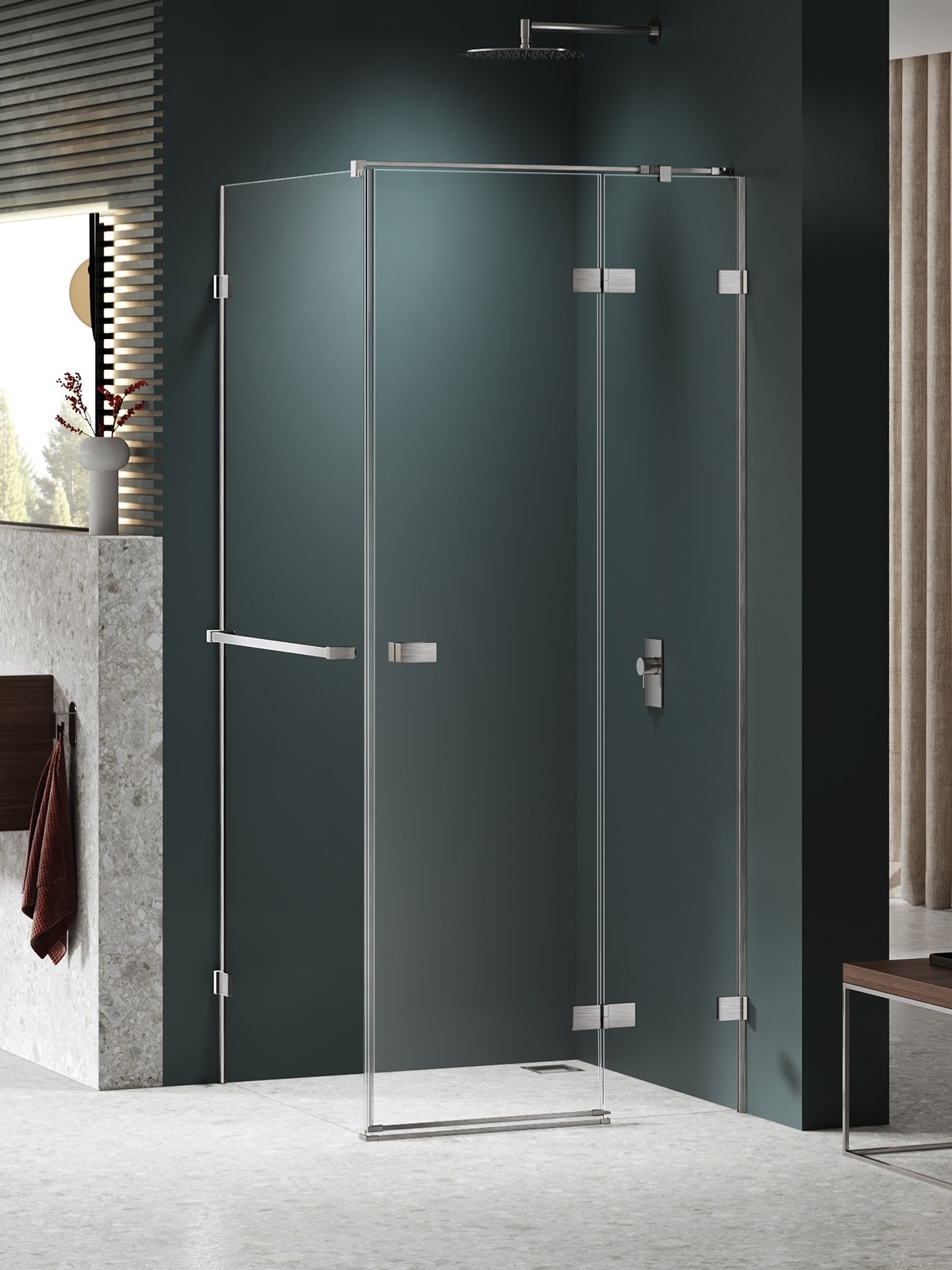 New Trendy Avexa Nickel Brushed box doccia 90x80 cm rettangolare spazzolata/vetro trasparente EXK-8688