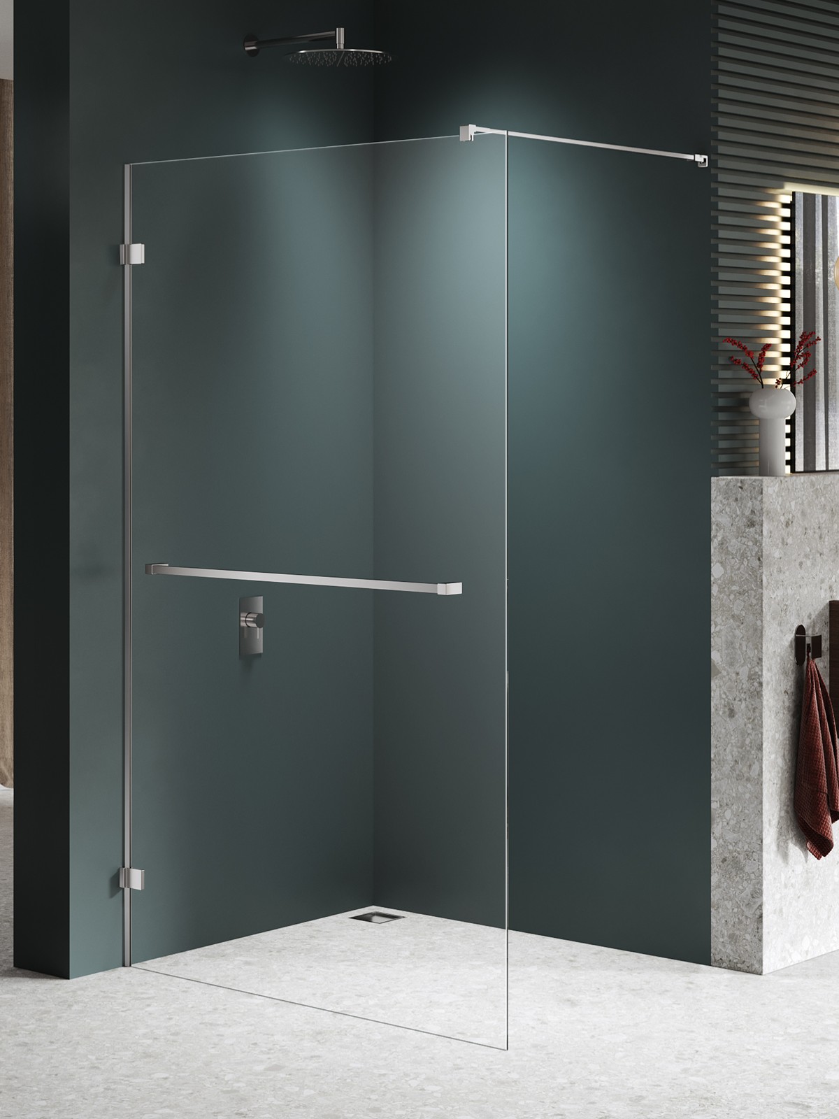 New Trendy Avexa Nickel Brushed parete doccia walk-in 120 cm spazzolata/vetro trasparente EXK-8723