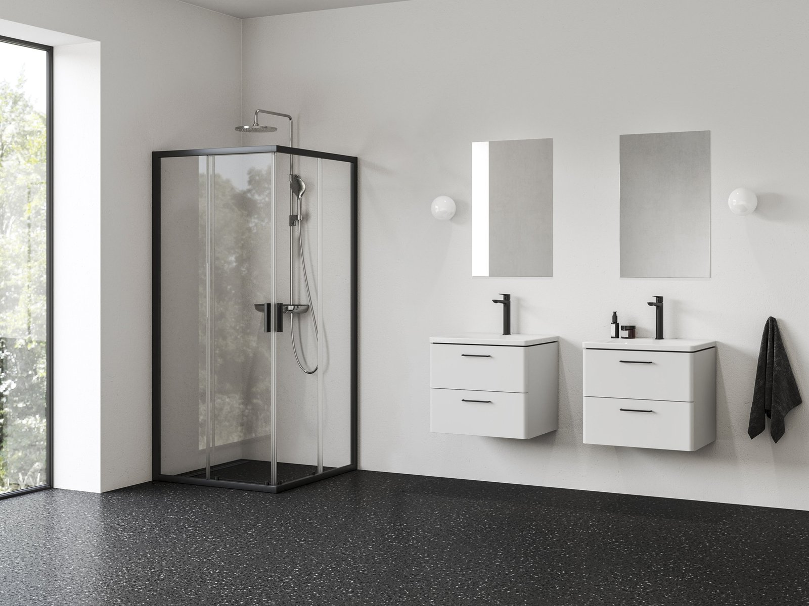 Ravak Blix II box doccia 90x90 cm quadrato nero opaca/vetro trasparente 1LM70300Z1