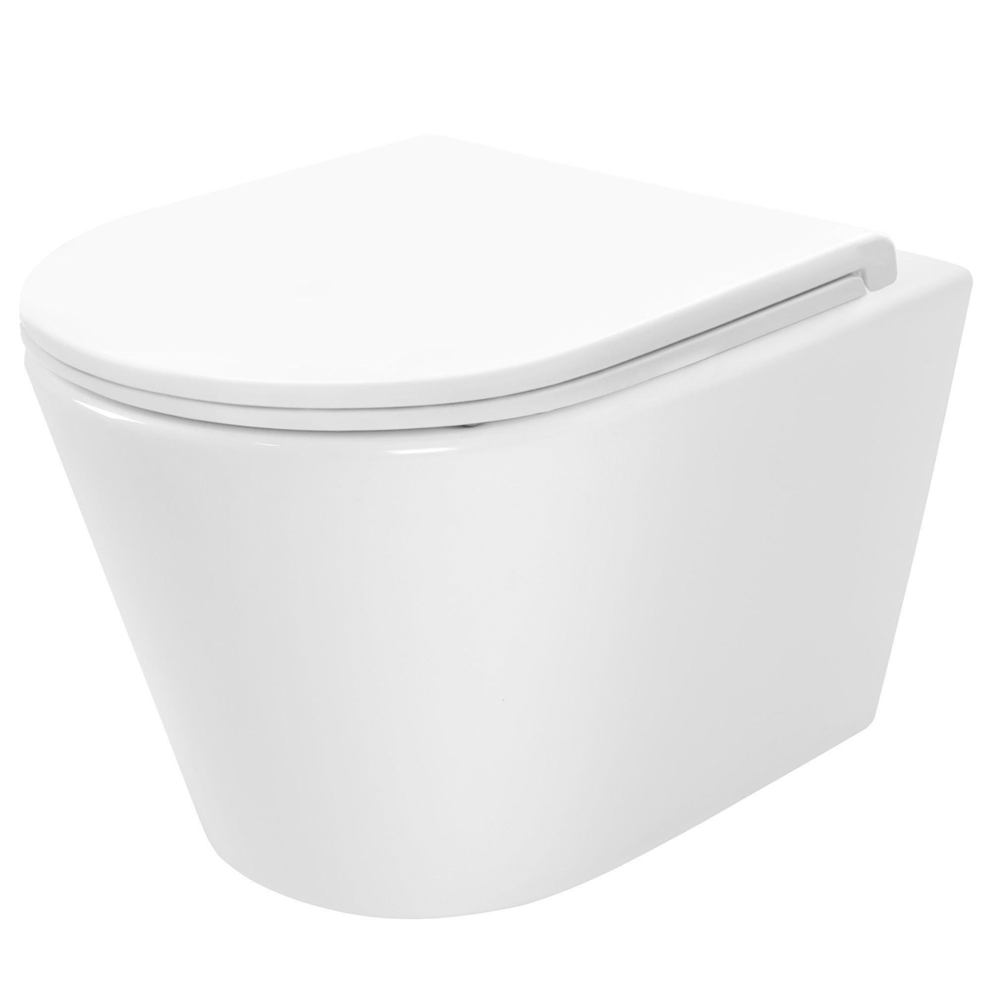 Rea Tito vaso wc con copriwater a discesa lenta sospeso senza brida bianco lucida REA-C6800