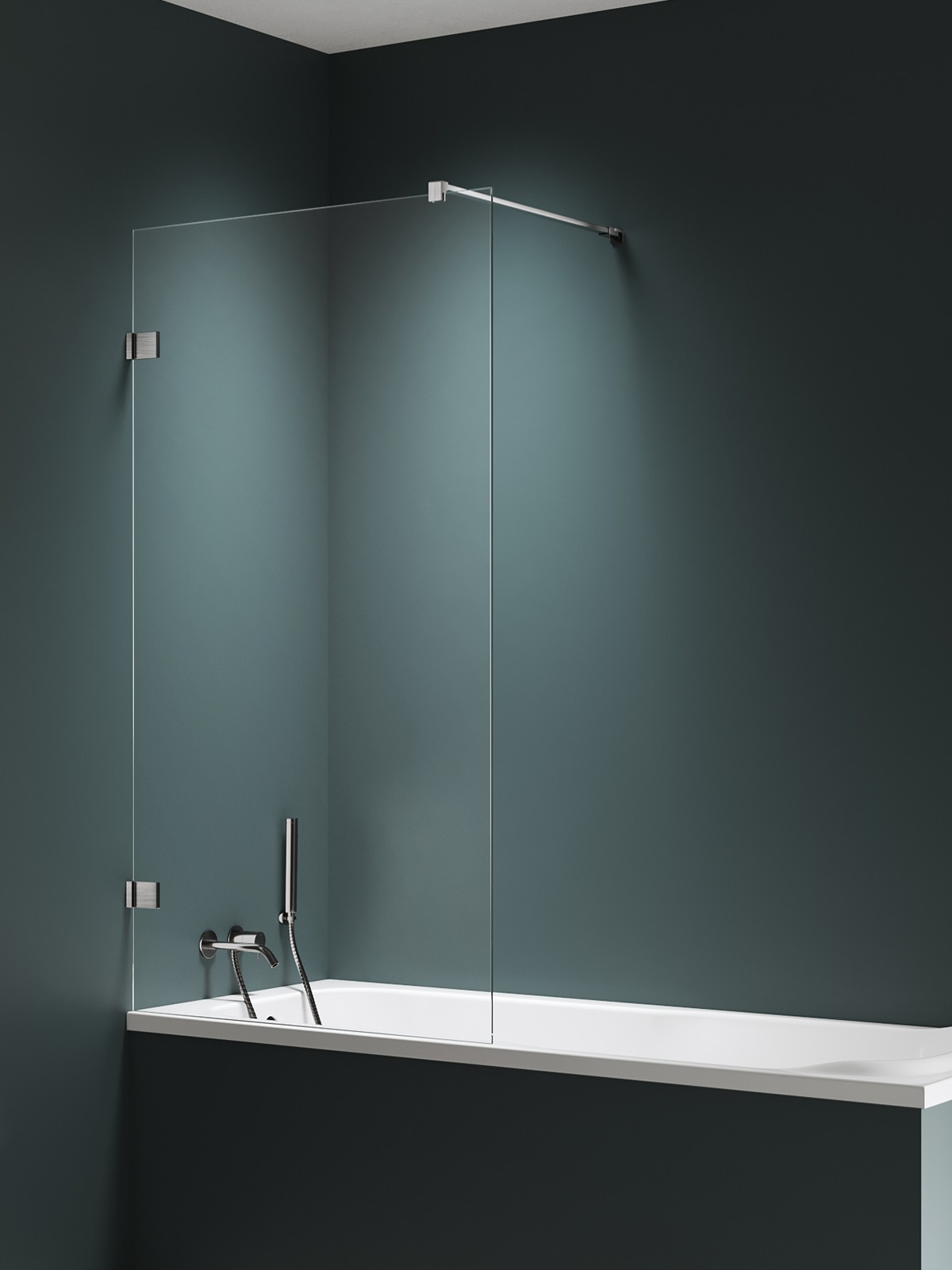 New Trendy Avexa Nickel Brushed parete vasca 80 cm 1 anta spazzolata/vetro trasparente EXK-8741-WP