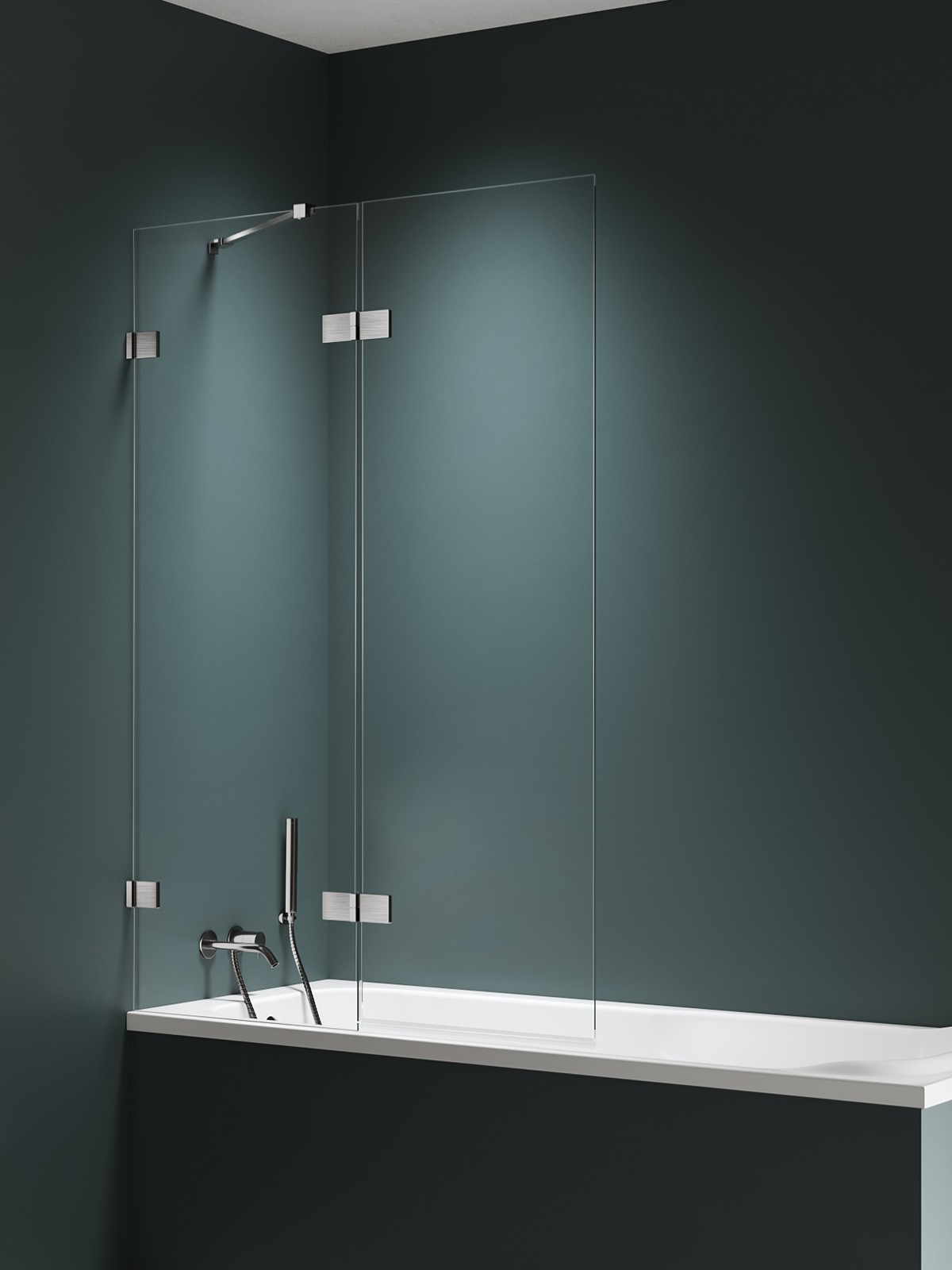 New Trendy Avexa Nickel Brushed parete vasca 100 cm 2 ante spazzolata/vetro trasparente EXK-8750