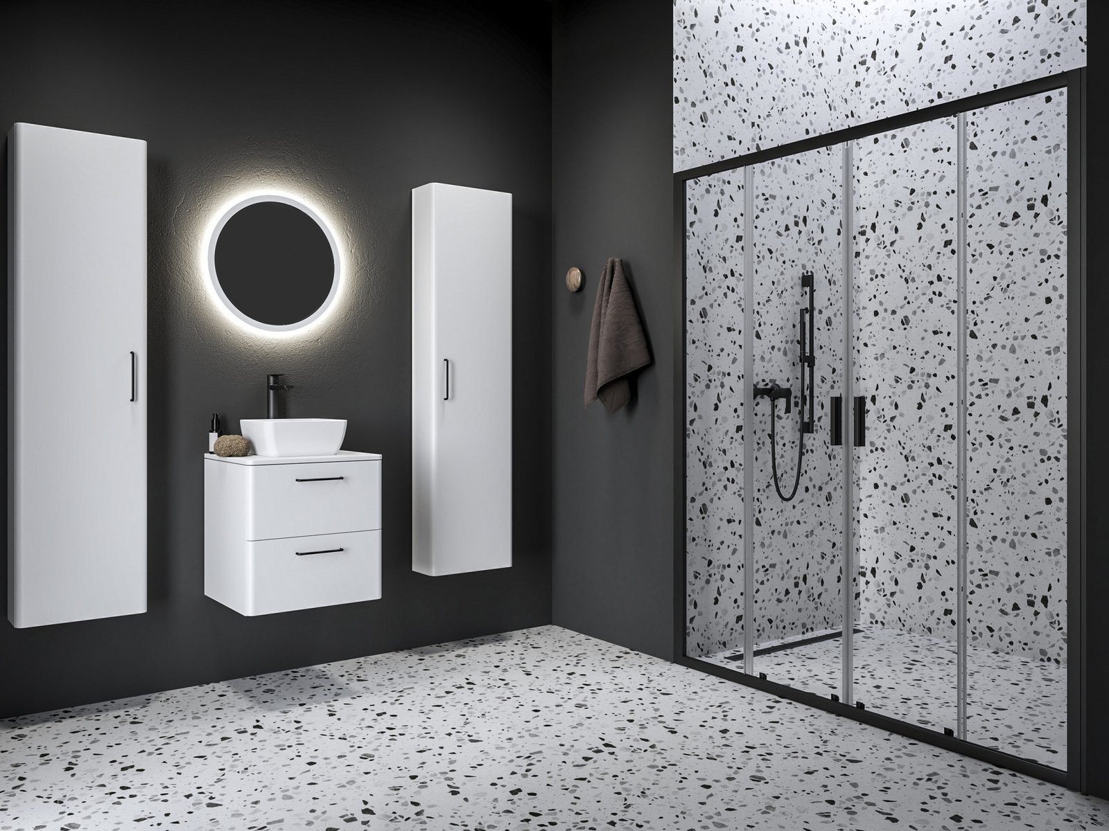 Ravak Blix II porta doccia 150 cm scorrevole nero opaca/vetro trasparente 0YMP0300Z1