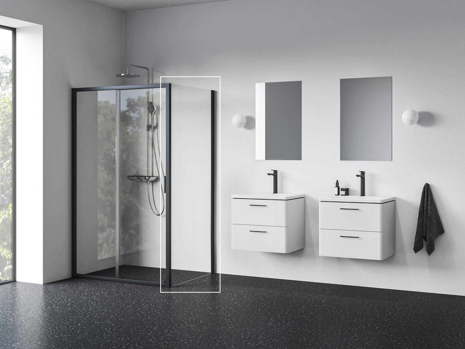 Ravak Blix II parete doccia 100 cm nero opaca/vetro trasparente 9BMA0300Z1