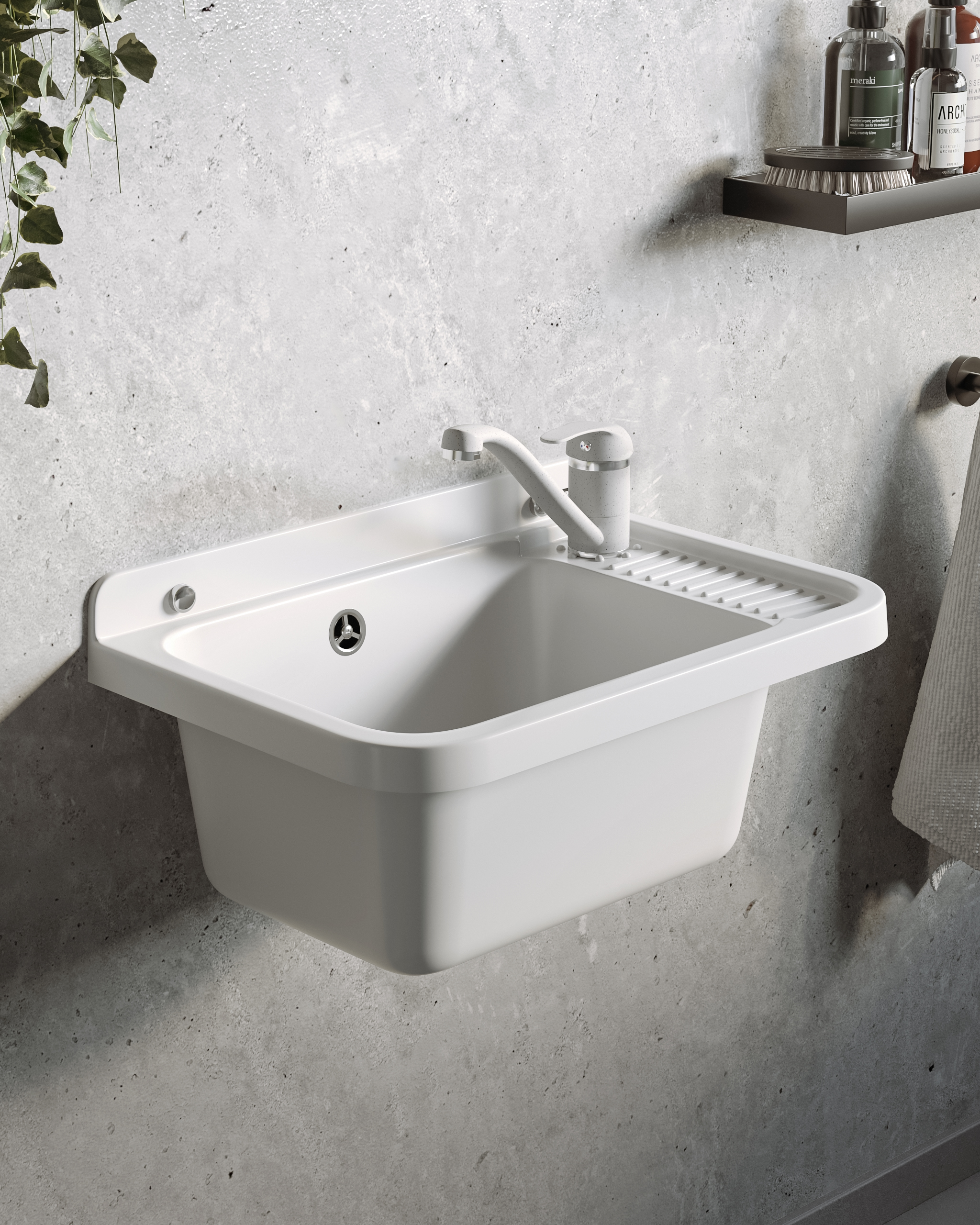 Pyramis Neo lavabo da giardino con rubinetto 51x34 cm plastica 070179601 A