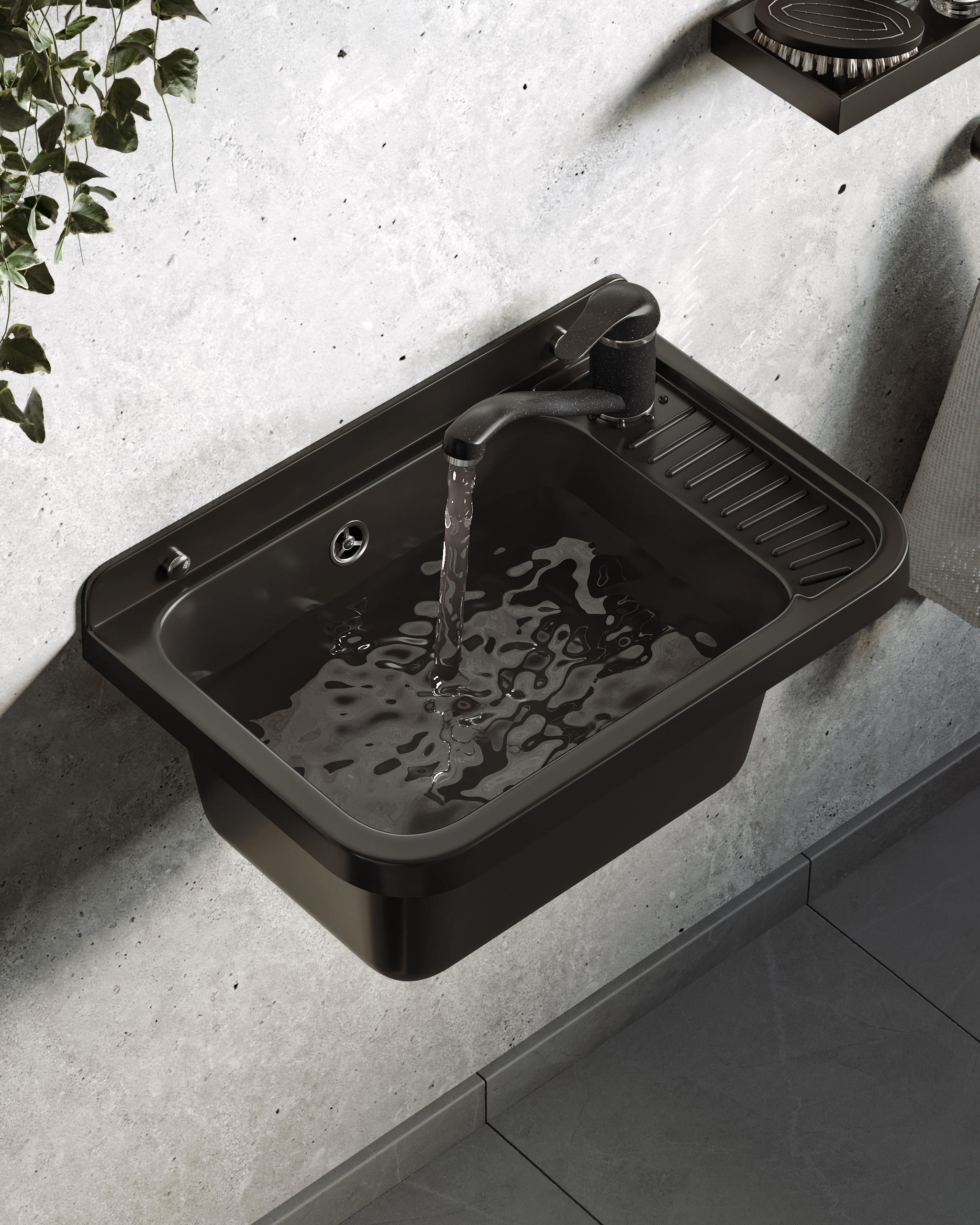 Pyramis Neo lavabo da giardino con rubinetto 51x34 cm plastica 070179401 A