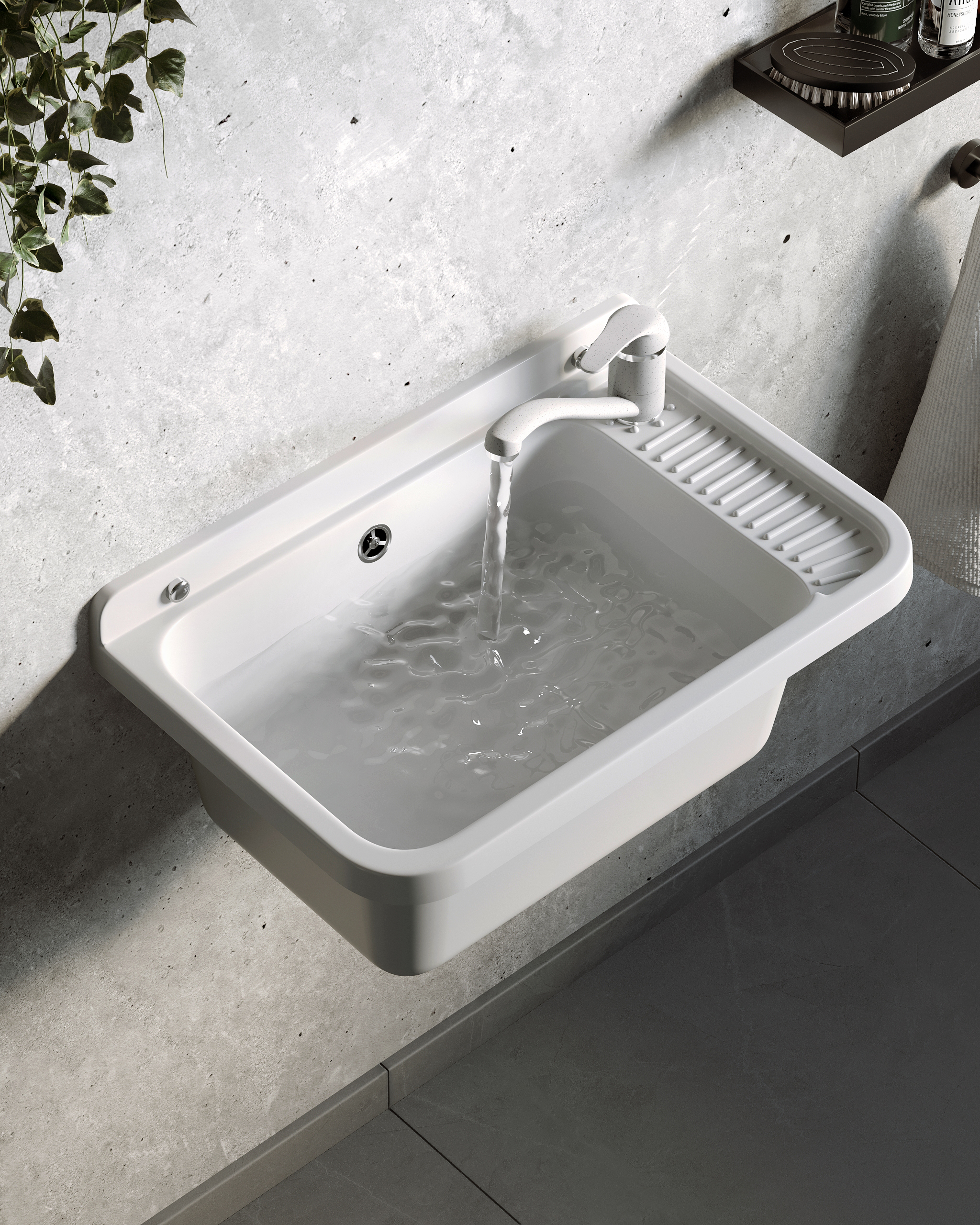Pyramis Neo Plus lavabo da giardino con rubinetto 58.4x38 cm plastica 070179901 A