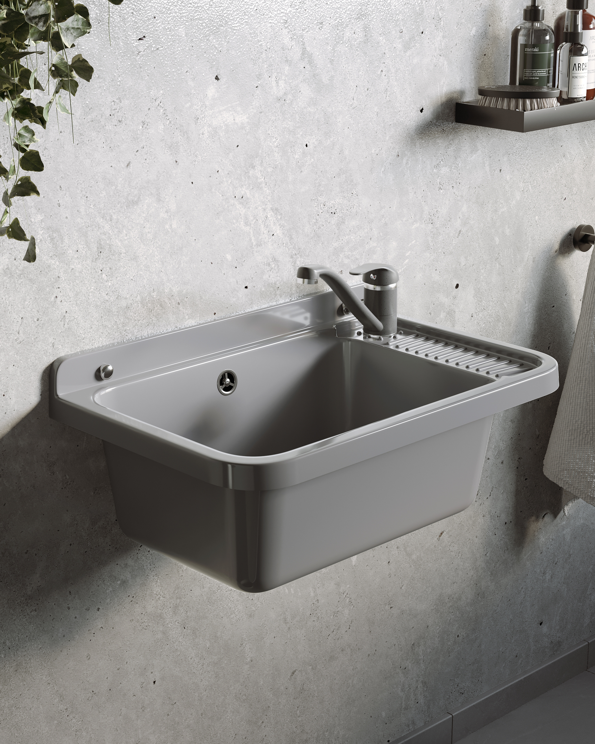Pyramis Neo Plus lavabo da giardino con rubinetto 58.4x38 cm plastica 070179801 A