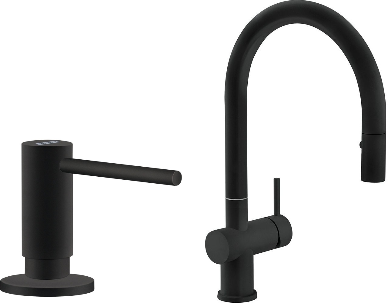 Set rubinetto da cucina Franke Active Neo 115.0653.404, dispenser di liquidi Franke Active SM 119.0547.906