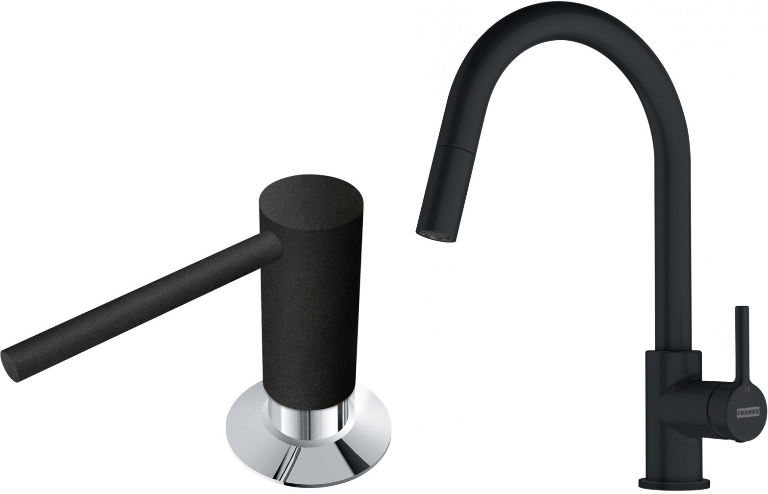 Set rubinetto da cucina Franke Lina 115.0626.053, dispenser di liquidi Franke Comfort 112.0652.763