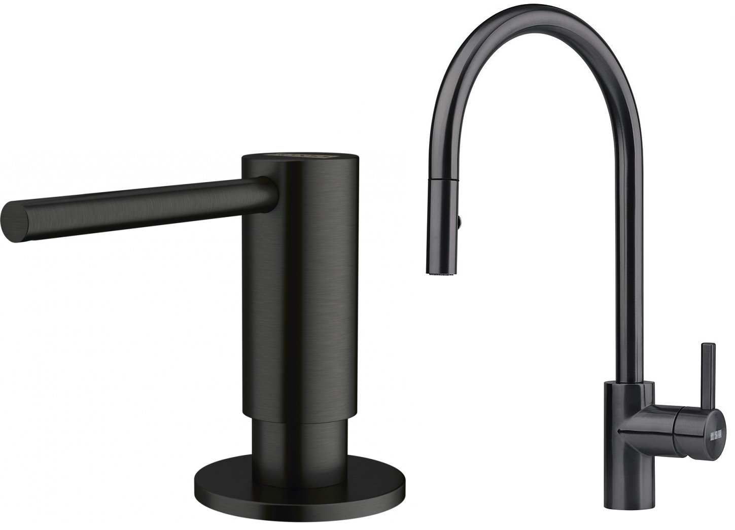 Set rubinetto da cucina Franke Eos 115.0613.671, dispenser di liquidi Franke Atlas 112.0717.102