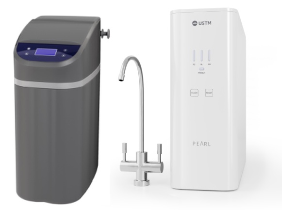 Set impianto di trattamento delle acque USTM Grey WS9LCDG, completo per filtrazione a osmosi inversa USTM Pearl ROPEARLNEWSTYLE