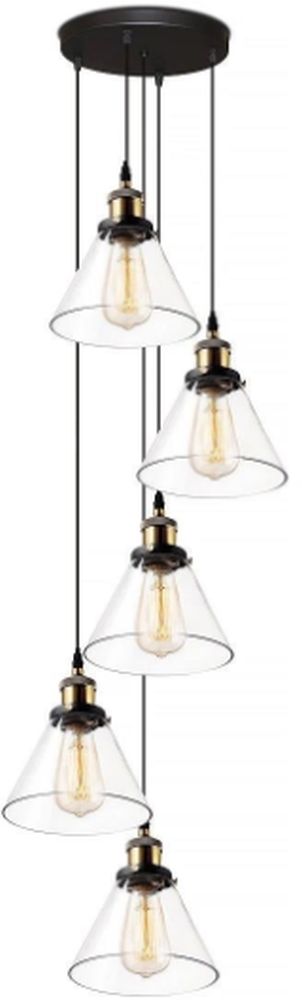 Altavola Design New York Loft lampada sospesa 5x40 W ottone-trasparente LA034/CO5