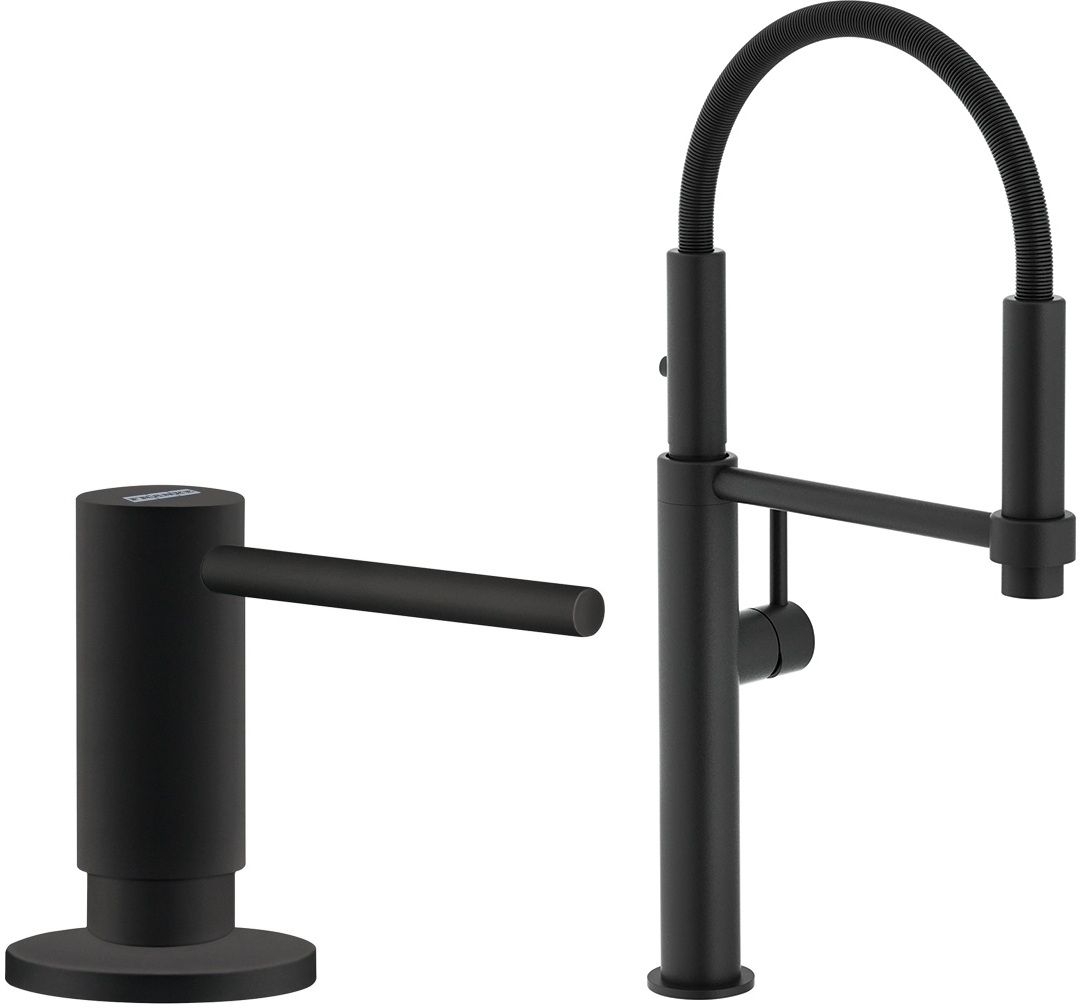 Set rubinetto da cucina Franke Pescara 360 115.0545.136, dispenser di liquidi Franke Active SM 119.0547.906