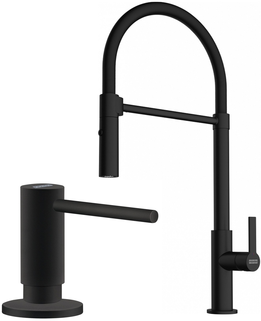 Set rubinetto da cucina Franke Maris Slim Semi-Pro 115.0728.396, dispenser di liquidi Franke Active SM 119.0547.906