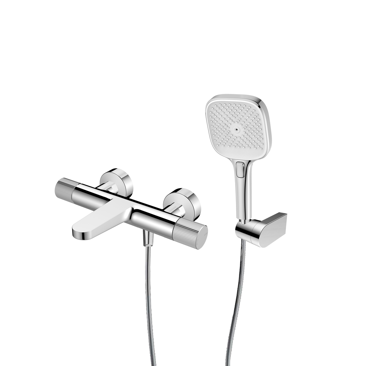 Set rubinetto per vasca e doccia Ksuro 02 13008010, doccetta Ksuro 02 One Click 16004010, 37200100, 19001010