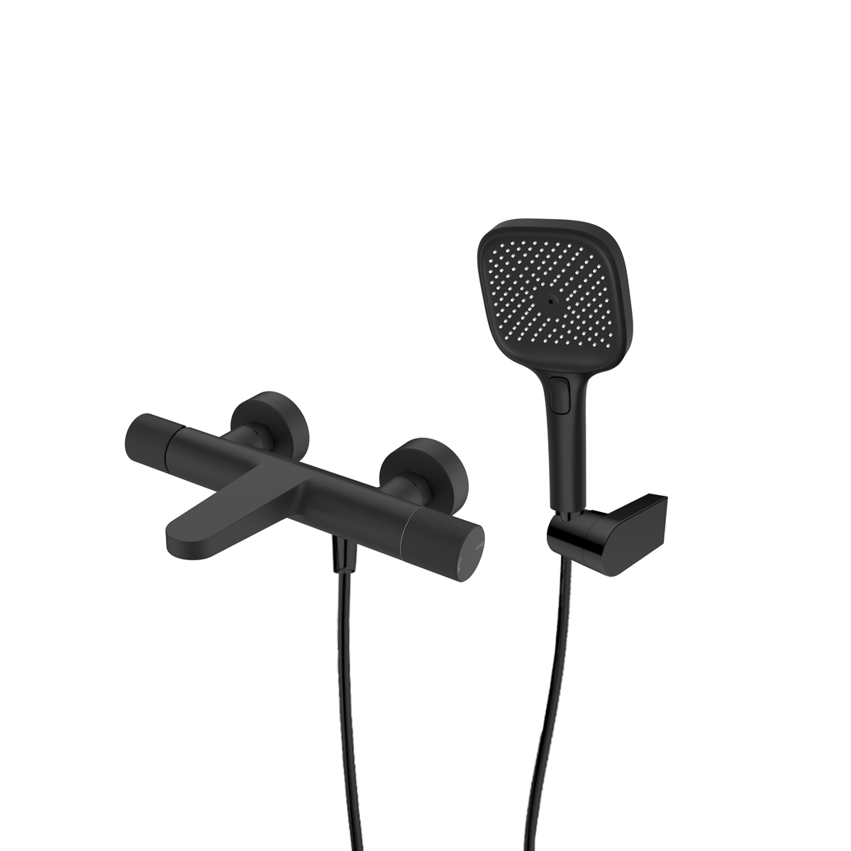 Set rubinetto per vasca e doccia Ksuro 02 13008030, doccetta Ksuro 02 One Click 16004030, 37200300, 19001030