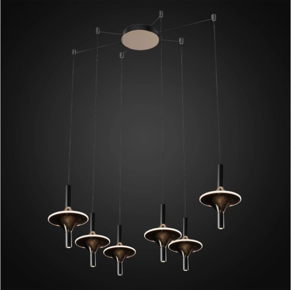 Altavola Design Spinoza lampada sospesa 6x54 W trasparente-oro LA120/CO6