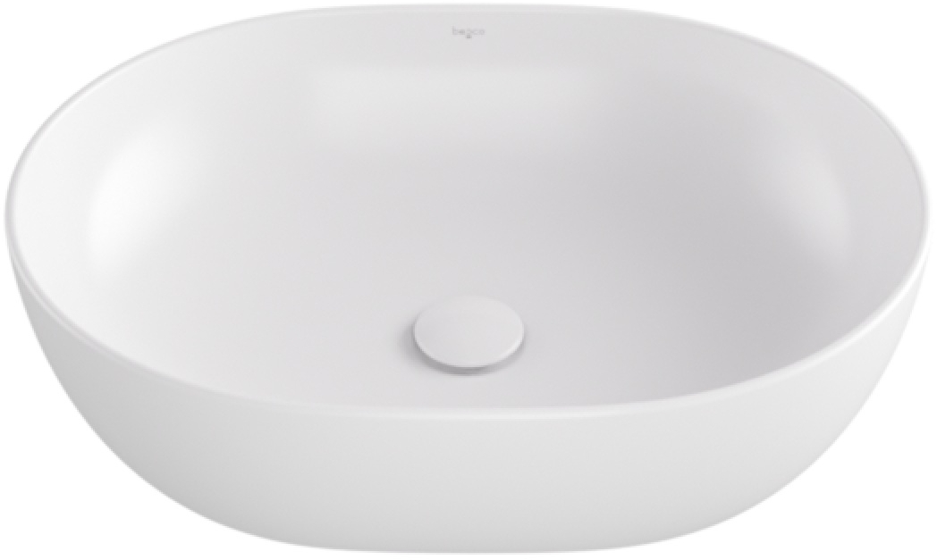 Besco Moya lavabo 48.5x35 cm ovale da appoggio bianco lucida UNC-49-MOB