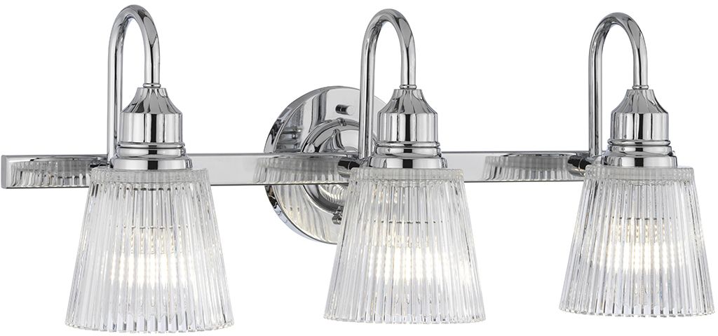 Quintiesse Addison lampada da parete 3x3 W cromo-trasparente QN-ADDISON3-BATH