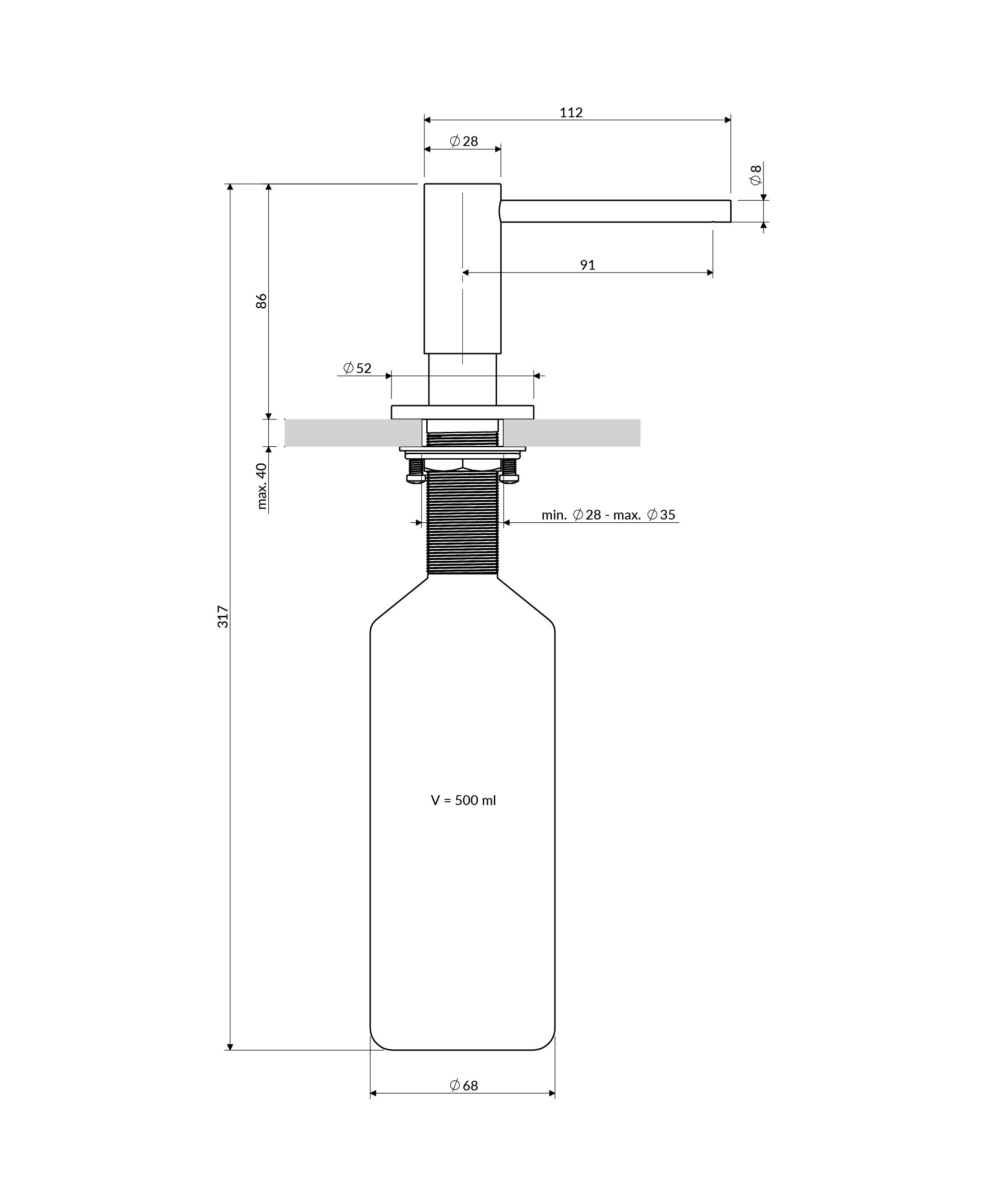 Omnires Modern Project dispenser di sapone liquido 500 ml || MP60723CPB