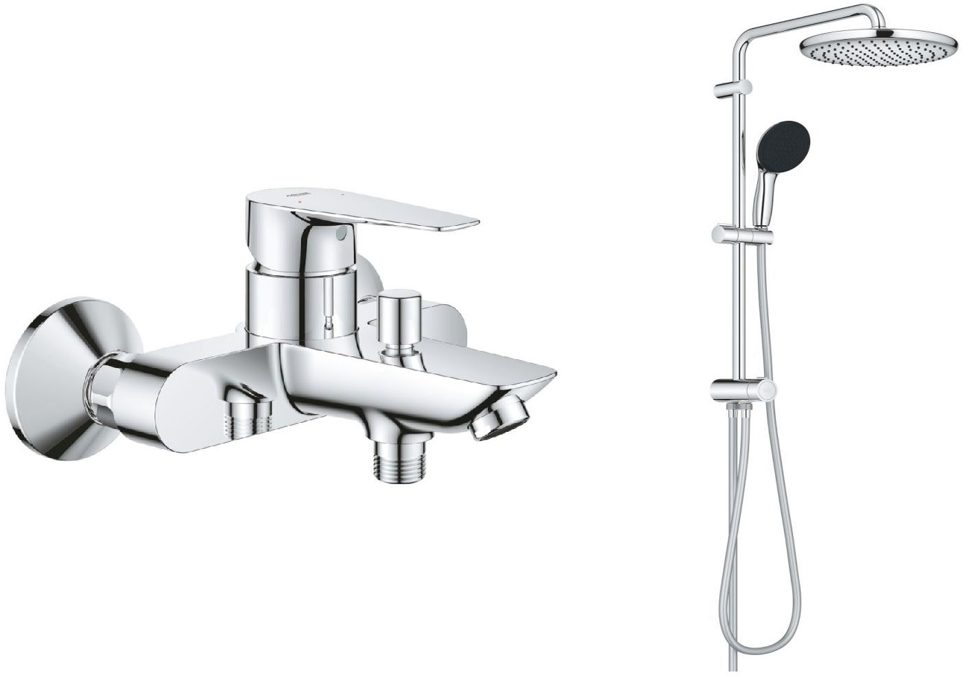 Set set doccia Grohe Vitalio Start System 26680001, rubinetto per vasca e doccia Grohe Start Edge 24198001