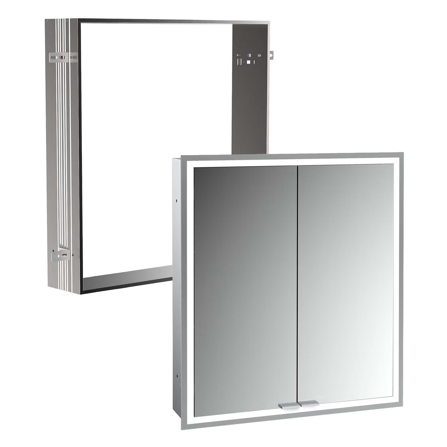 Set armadietto Kronenbach Cube 2.0 KB100204CR, telaio per montaggio a incasso dello  specchio Kronenbach Cube 2.0 NU1000029NU