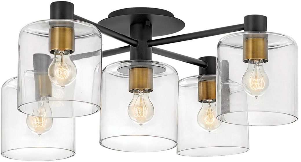 Quintiesse Axel lampada da soffitto 5x60 W nero-ottone QN-AXEL5-BK