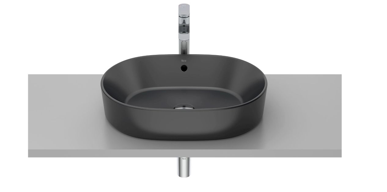 Roca Round lavabo 55x39 cm ovale da appoggio nero A3270Y1080