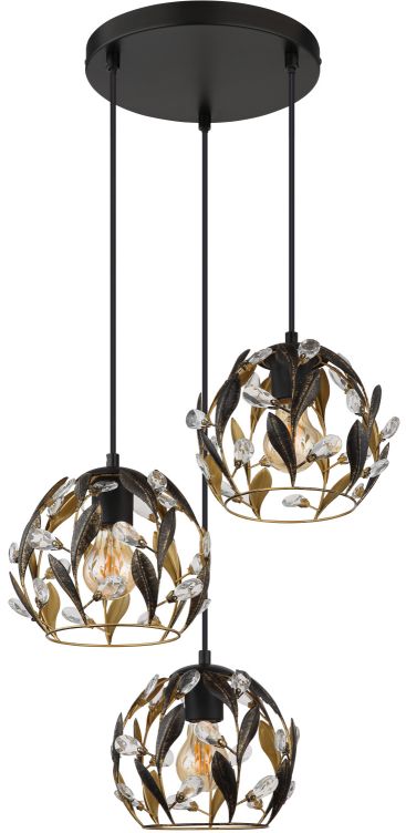 Globo Lighting Mika lampada sospesa 3x40 W nero 15759-3HR