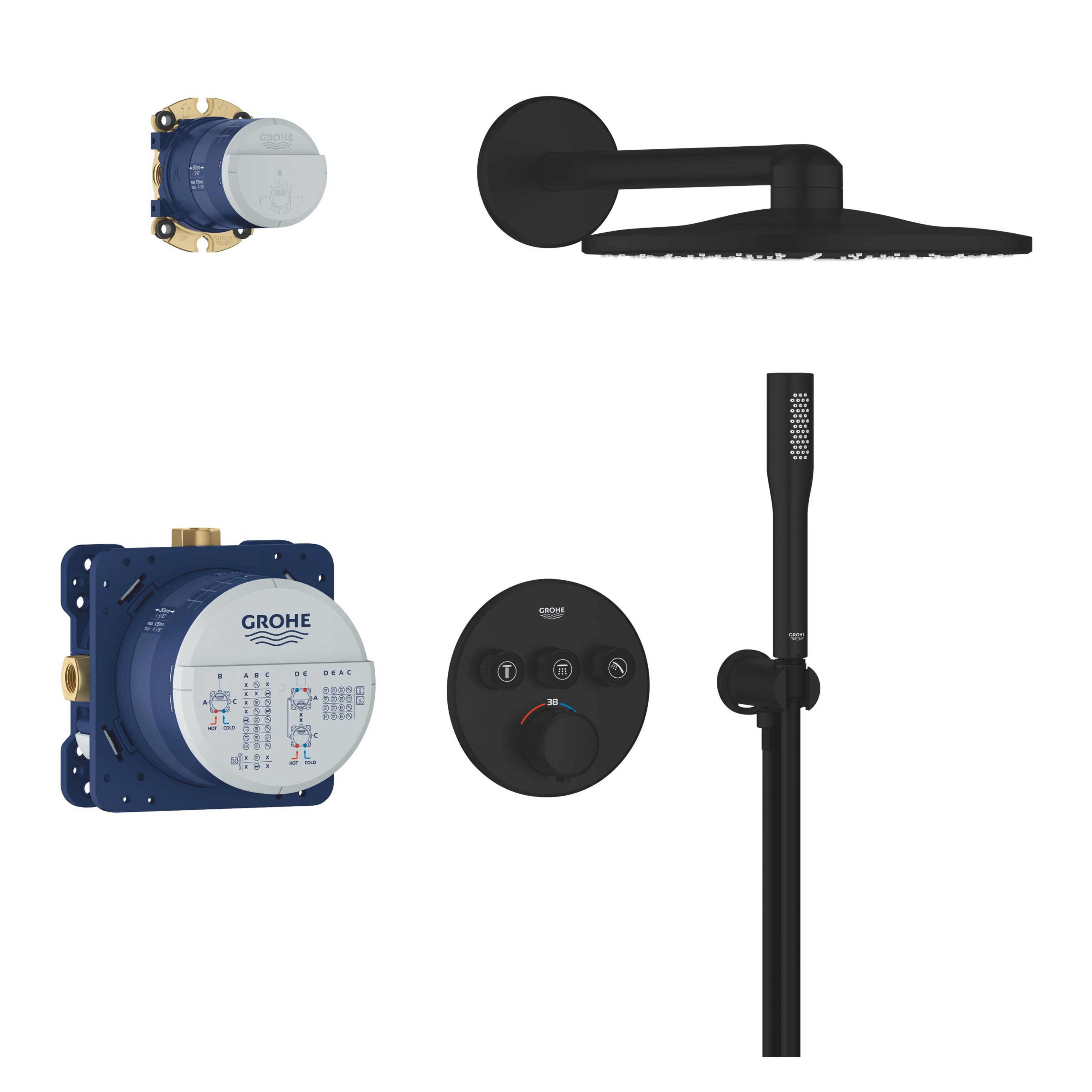 Grohe Precision Smartcontrol set per vasca e doccia da incasso con termostato con soffione nero 348742430