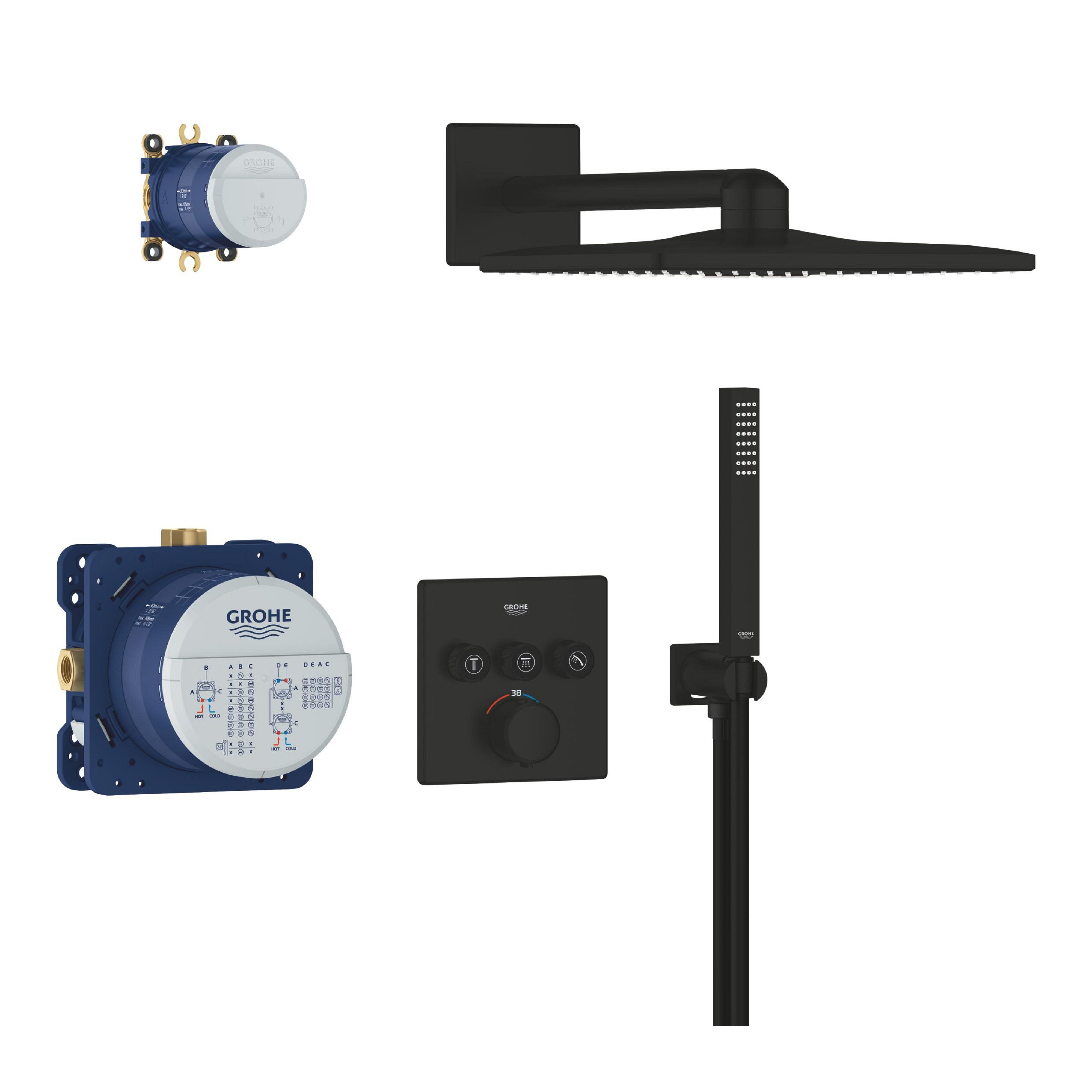 Grohe SmartControl set per vasca e doccia da incasso con termostato con soffione nero 348752430