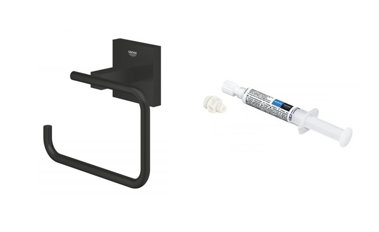 Set portarotolo Grohe Start Cube 409782430, colla Grohe QuickGlue 41127000