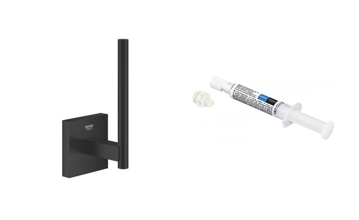 Set portarotolo Grohe Start Cube 409792430, colla Grohe QuickGlue 41127000