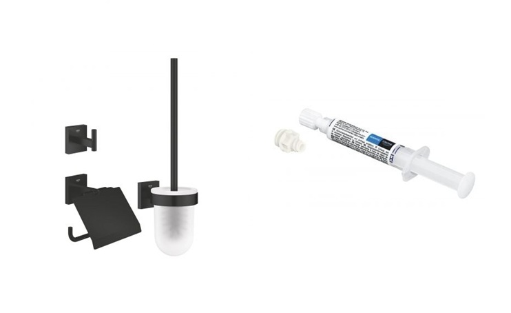 Set set di accessori 3 in 1 Grohe Start Cube 411232430, colla Grohe QuickGlue 41127000