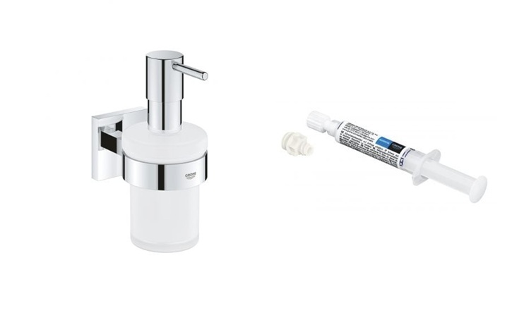 Set dispenser di sapone liquido Grohe Start Cube 41098000, colla Grohe QuickGlue 41127000