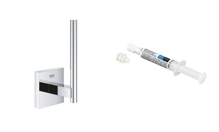 Set portarotolo Grohe Start Cube 40979000, colla Grohe QuickGlue 41127000