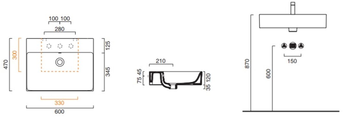 Catalano New Premium lavabo 60x47 cm rettangolare a parete-da appoggio bianco 0220601001