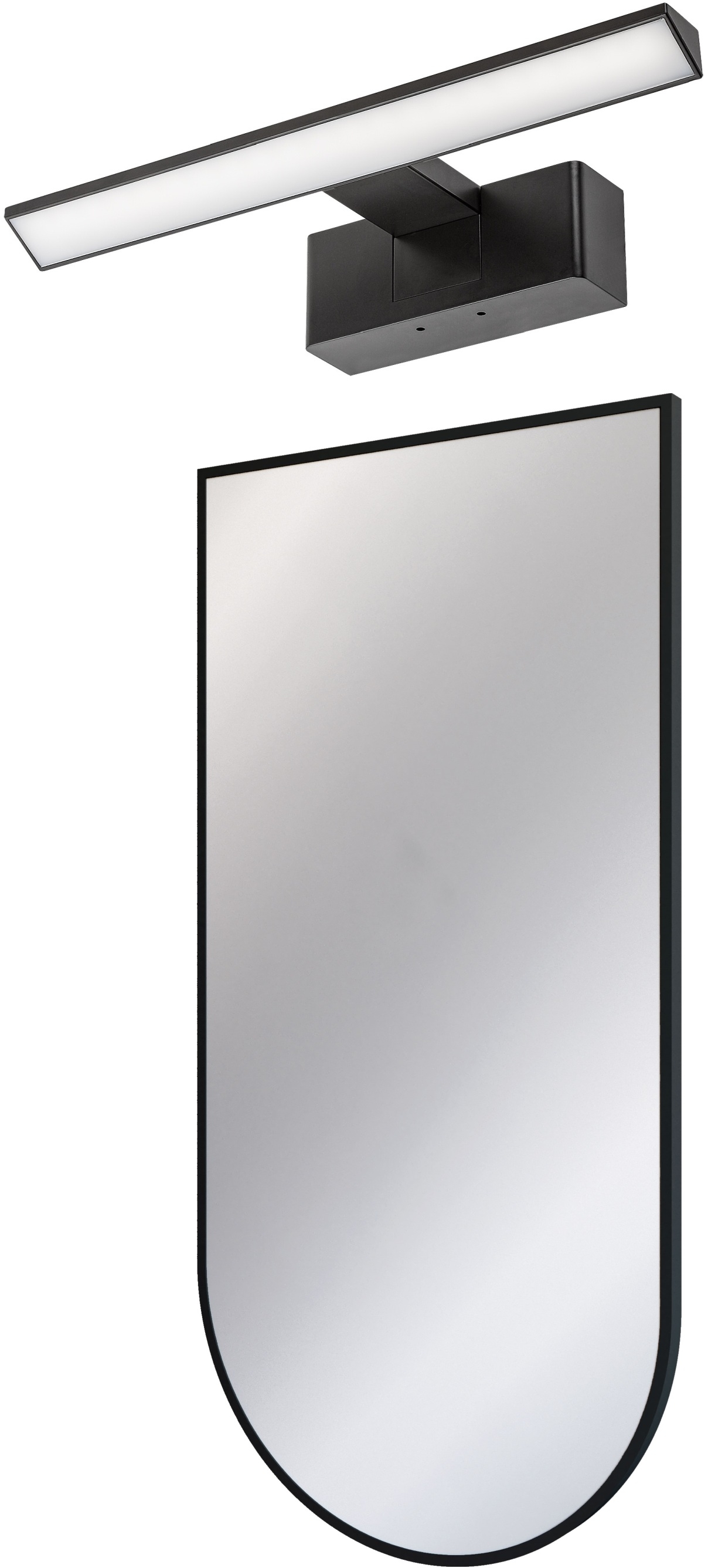 Set specchio Deante Silia ADI_N851, lampada da parete Rabalux Loric 75024