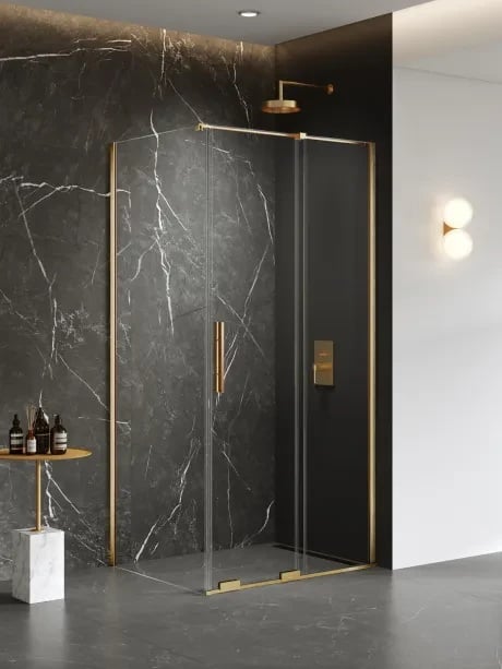 New Trendy Smart box doccia 100x100 cm quadrato oro spazzolata/vetro trasparente EXK-7527