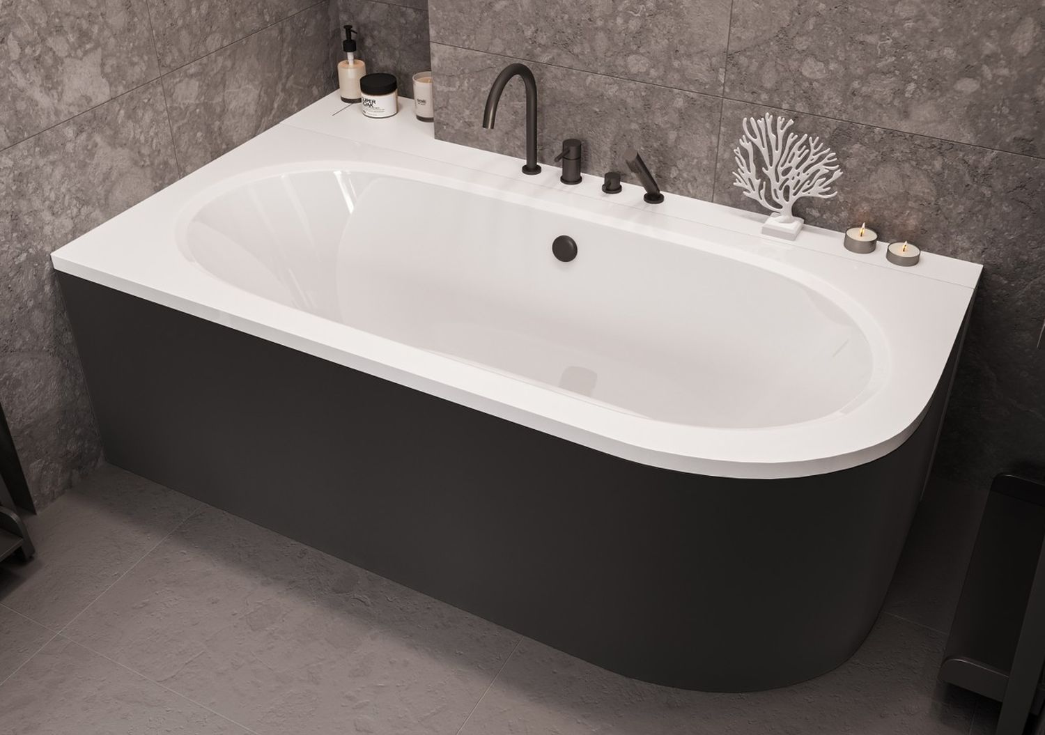 Set vasca da bagno angolare Besco Avita #WAV-150-NL, rivestimento per vasca da bagno Besco Avita OAV-150-NSC