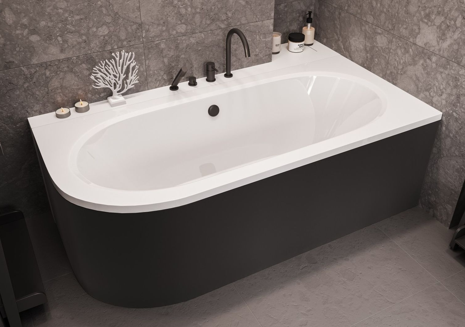 Set vasca da bagno angolare Besco Avita #WAV-150-NP, rivestimento per vasca da bagno Besco Avita OAV-150-NSC