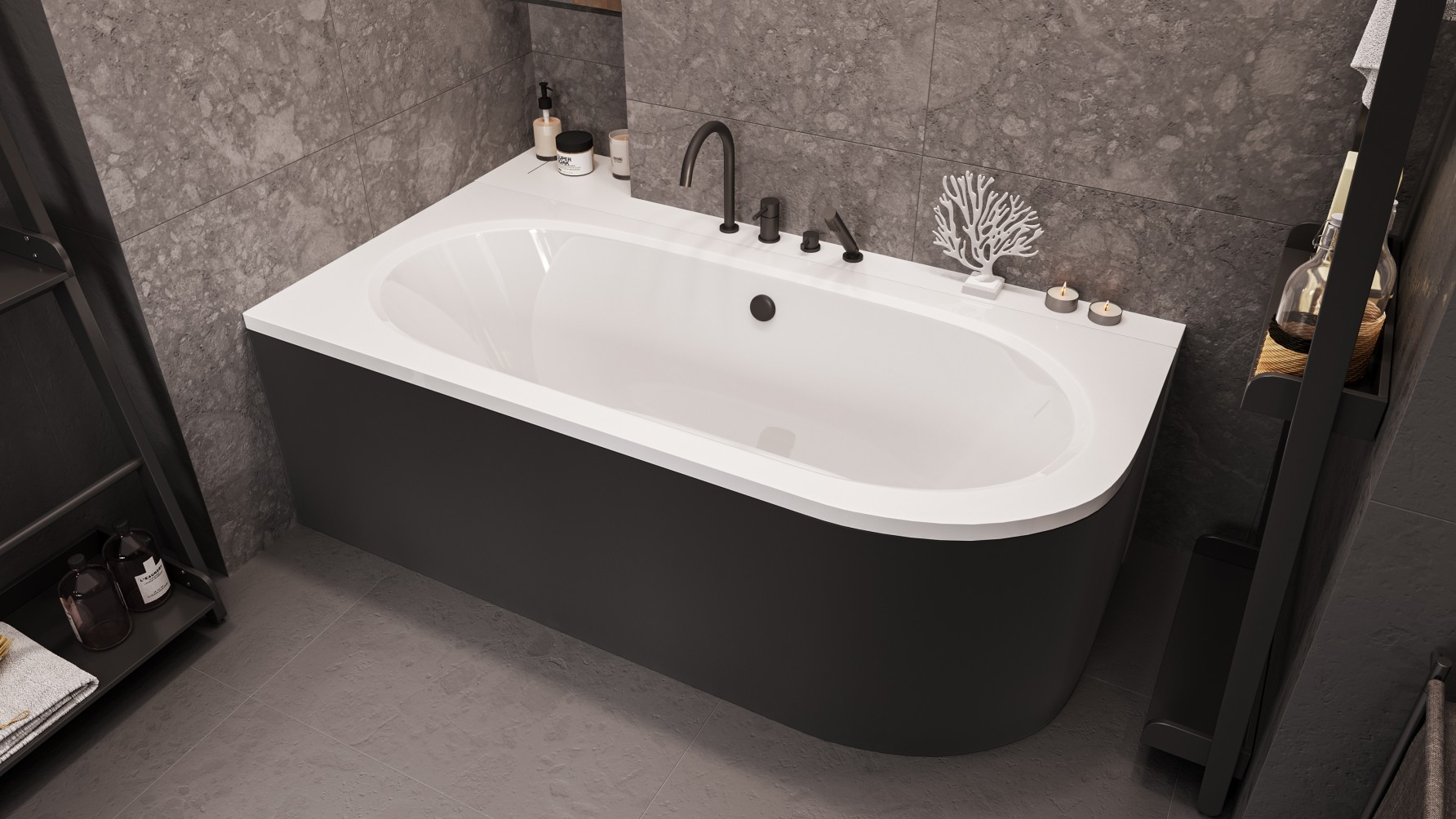Set vasca da bagno angolare Besco Avita #WAV-170-NL, rivestimento per vasca da bagno Besco Avita OAV-170-NSC
