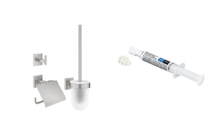 Set set di accessori 3 in 1 Grohe Start Cube 41123DC0, colla Grohe QuickGlue 41127000