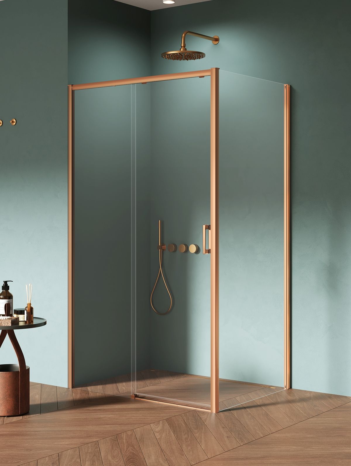 New Trendy Prime Copper Brushed box doccia 140x90 cm rettangolare rame spazzolata/vetro trasparente D-0820A/D-0342B