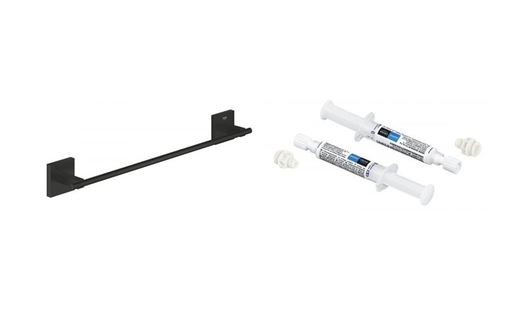 Set asta portasciugamani Grohe Start Cube 409872430, colla Grohe 41128000