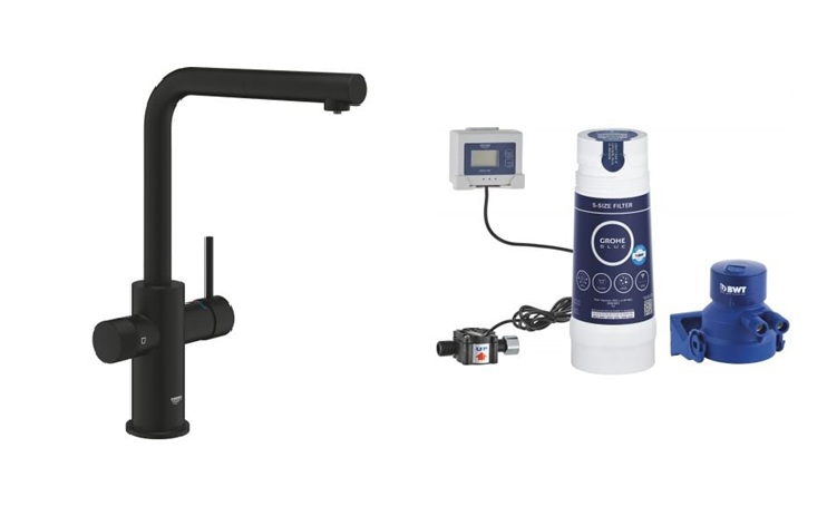 Set rubinetto da cucina Grohe Blue Pure Minta 30590KF0, filtro sottolavello Grohe Blue 40438001