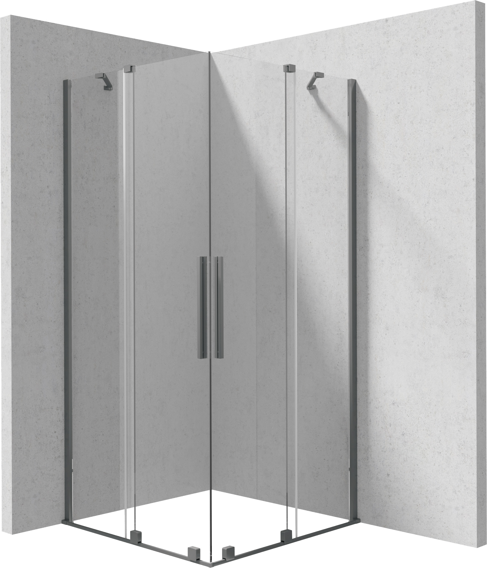 Deante Prizma box doccia 80x80 cm quadrato grafite spazzolata/vetro trasparente KPNDP08P08