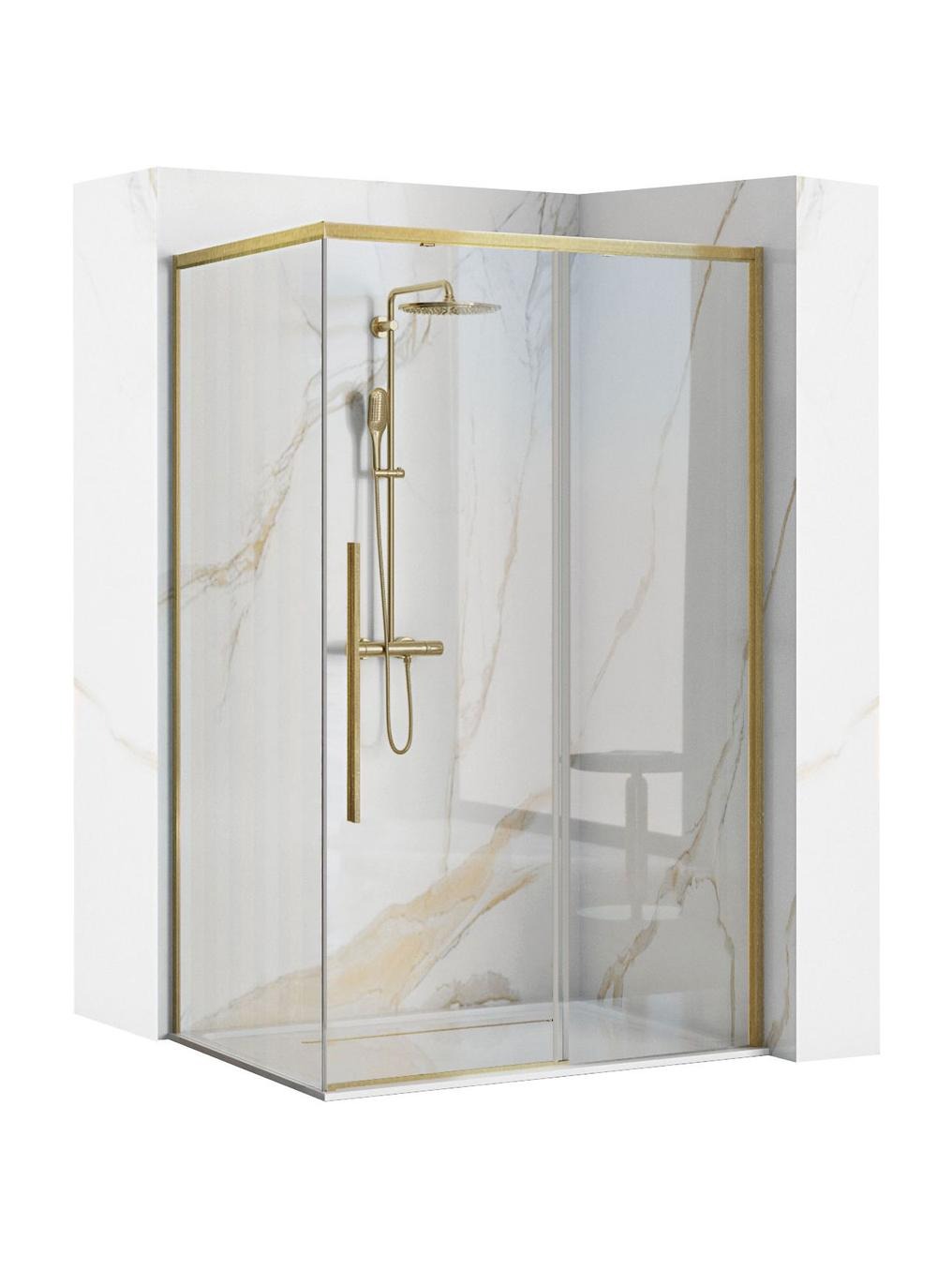 Rea Solar Brush Gold box doccia 100x80 cm rettangolare oro spazzolata/vetro trasparente REA-K9509