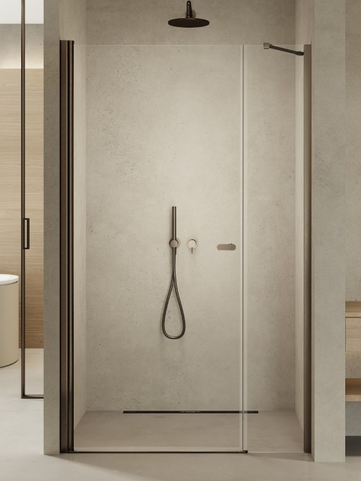 New Trendy New Soleo porta doccia 100 cm a battente gunmetal spazzolata/vetro trasparente D-0949A